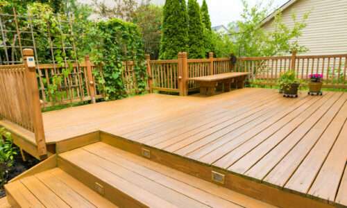 Wooden Deck Of Family Home
